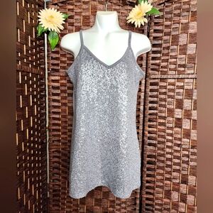Vanity mini Dress Sequin Gray Slip Dress
